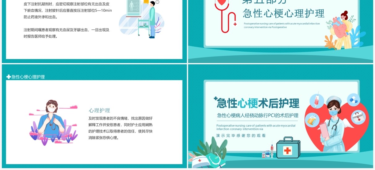 急性心梗病人经桡动脉行PCI的术后护理动态PPT模板