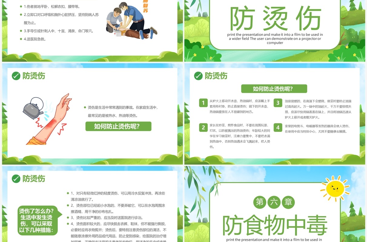 绿色卡通风夏季安全教育PPT模板