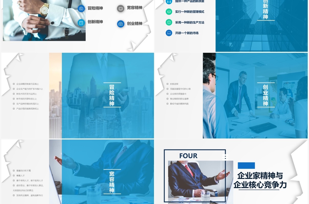 蓝色商务企业家精神培训公司文化介绍PPT模板