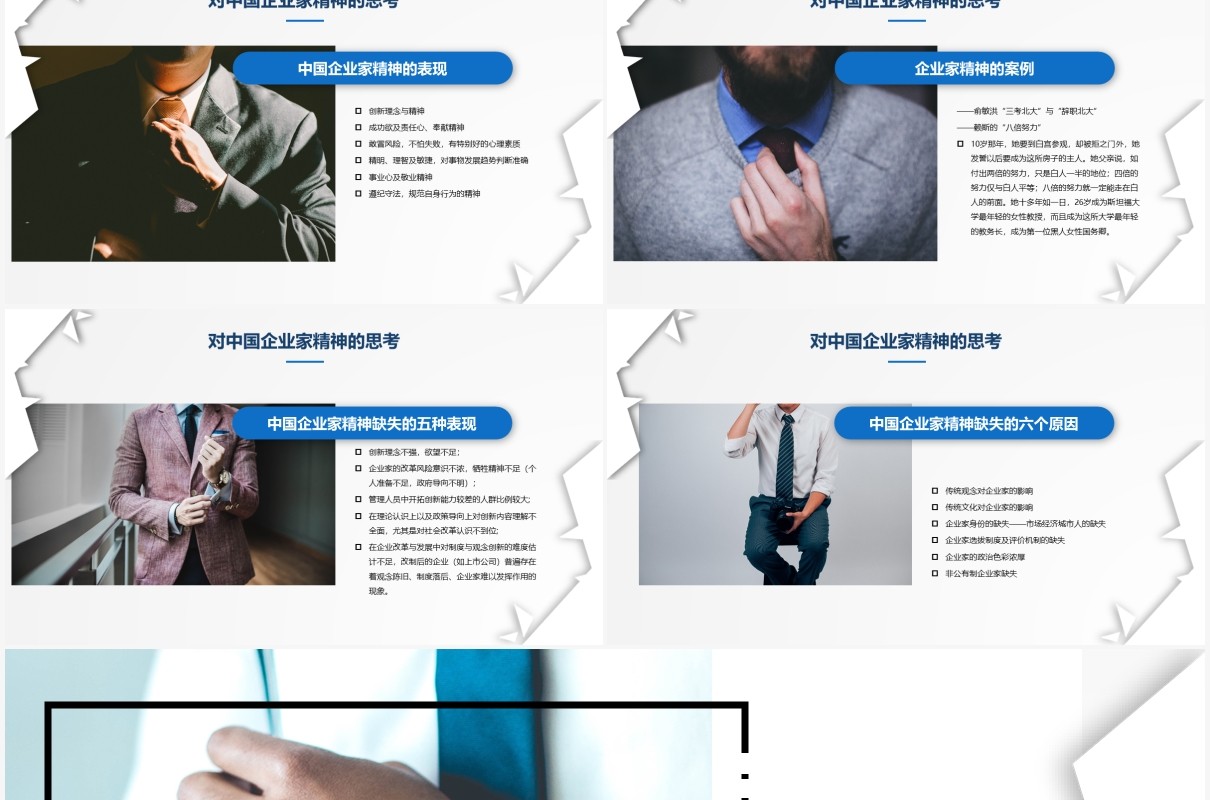 蓝色商务企业家精神培训公司文化介绍PPT模板