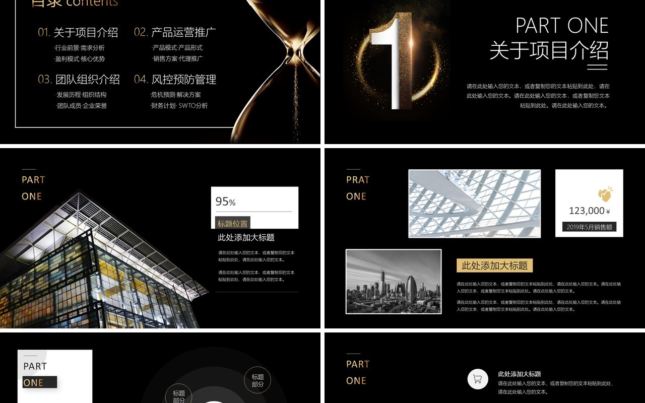 高端黑金色商业融资创业计划书公司项目宣传工作报告PPT模板