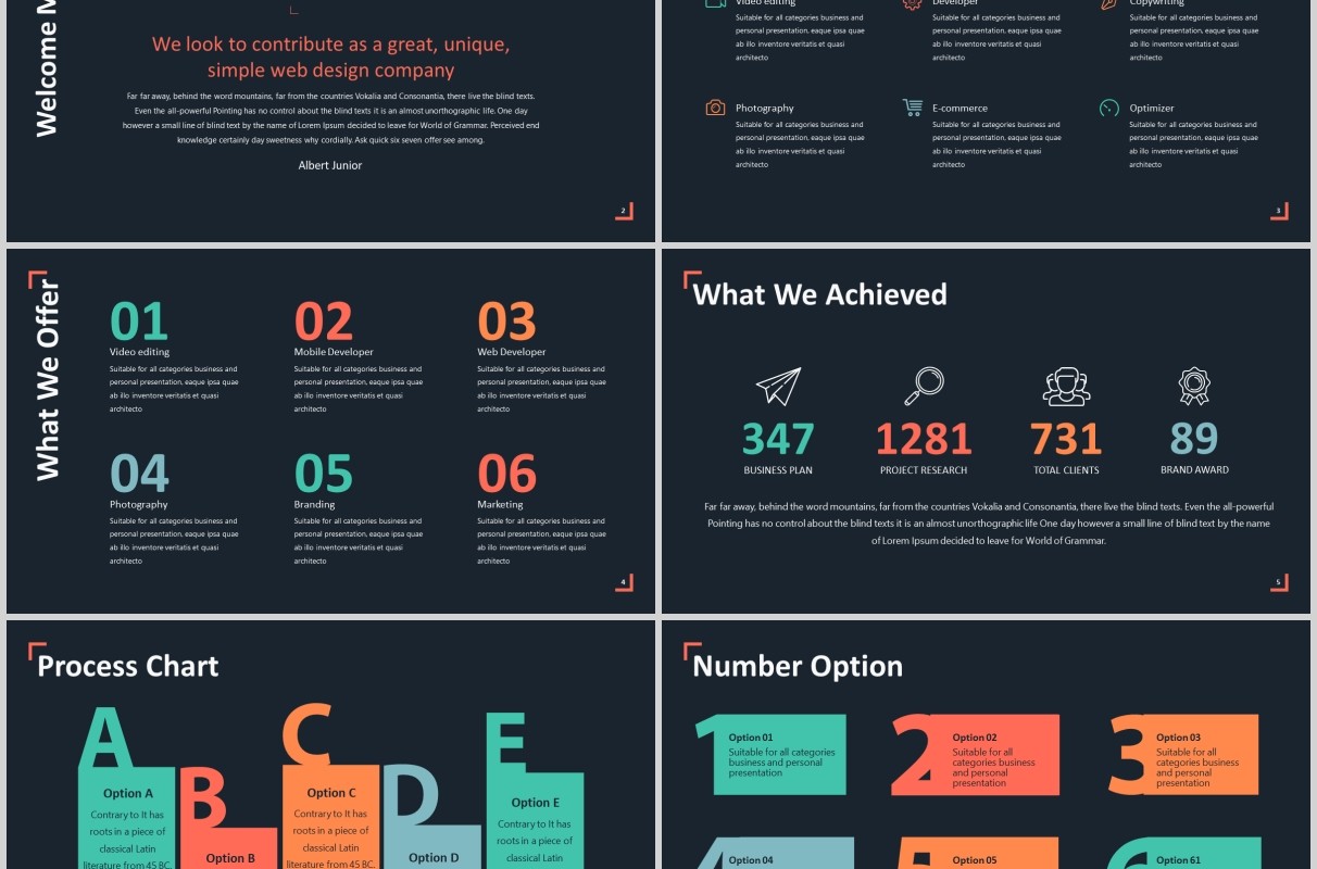 深色高端商务产品项目计划展示公司介绍PPT模板版式设计Corner Powerpoint Template