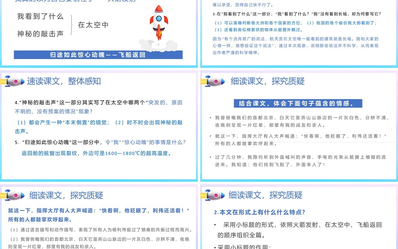 部编版七年级语文下册太空一日课件PPT模板