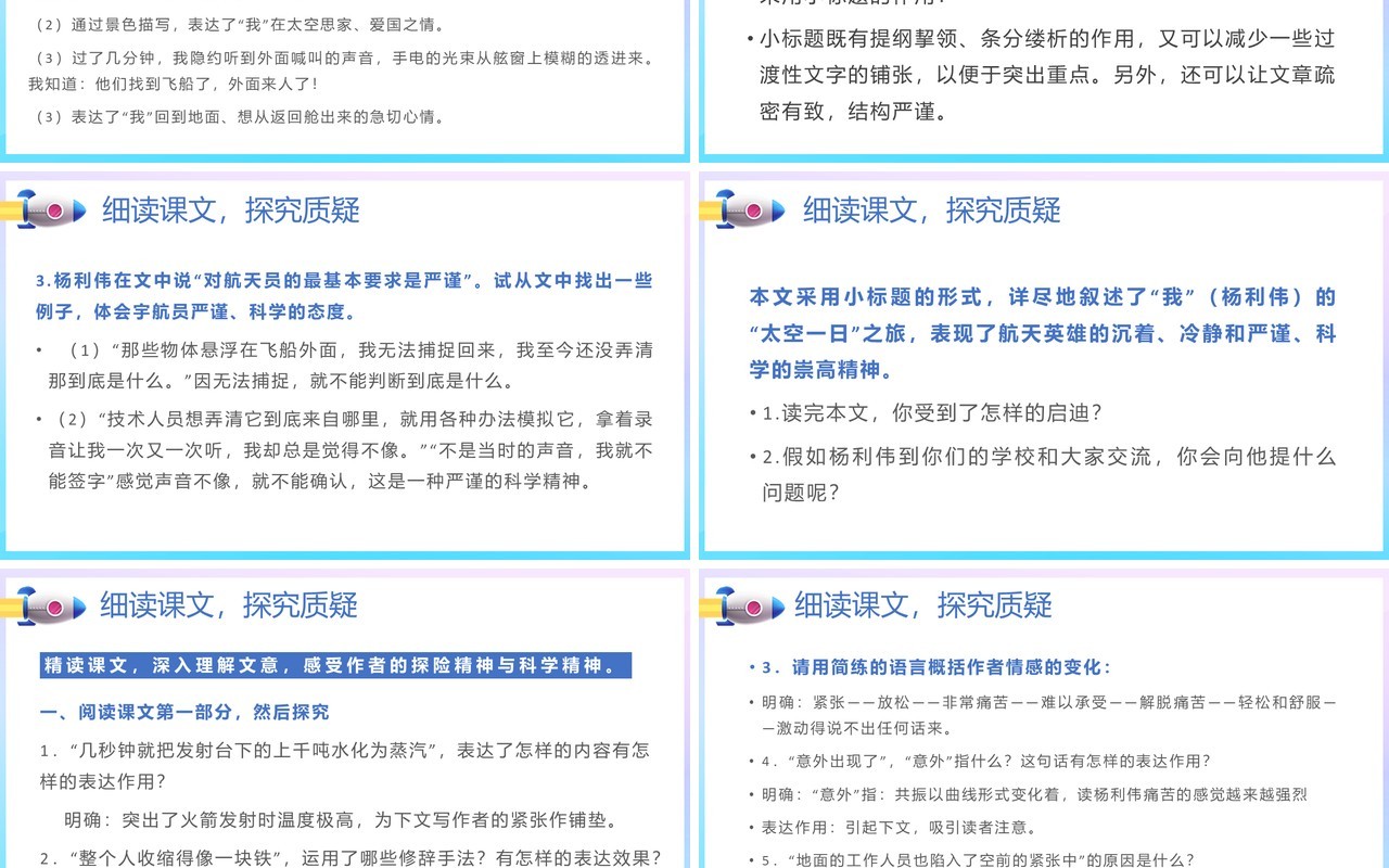 部编版七年级语文下册太空一日课件PPT模板