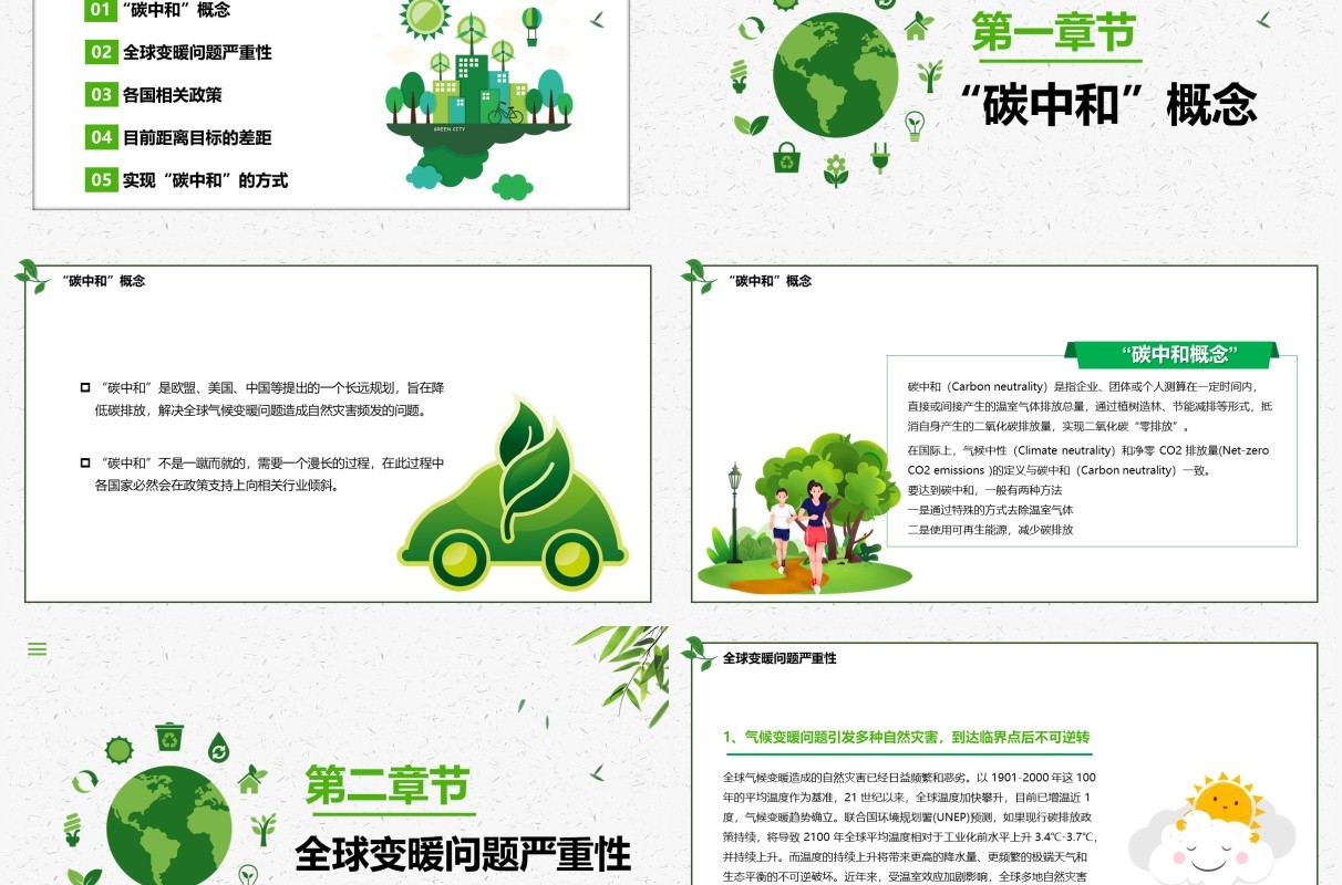 绿色简约读懂碳中和PPT模板