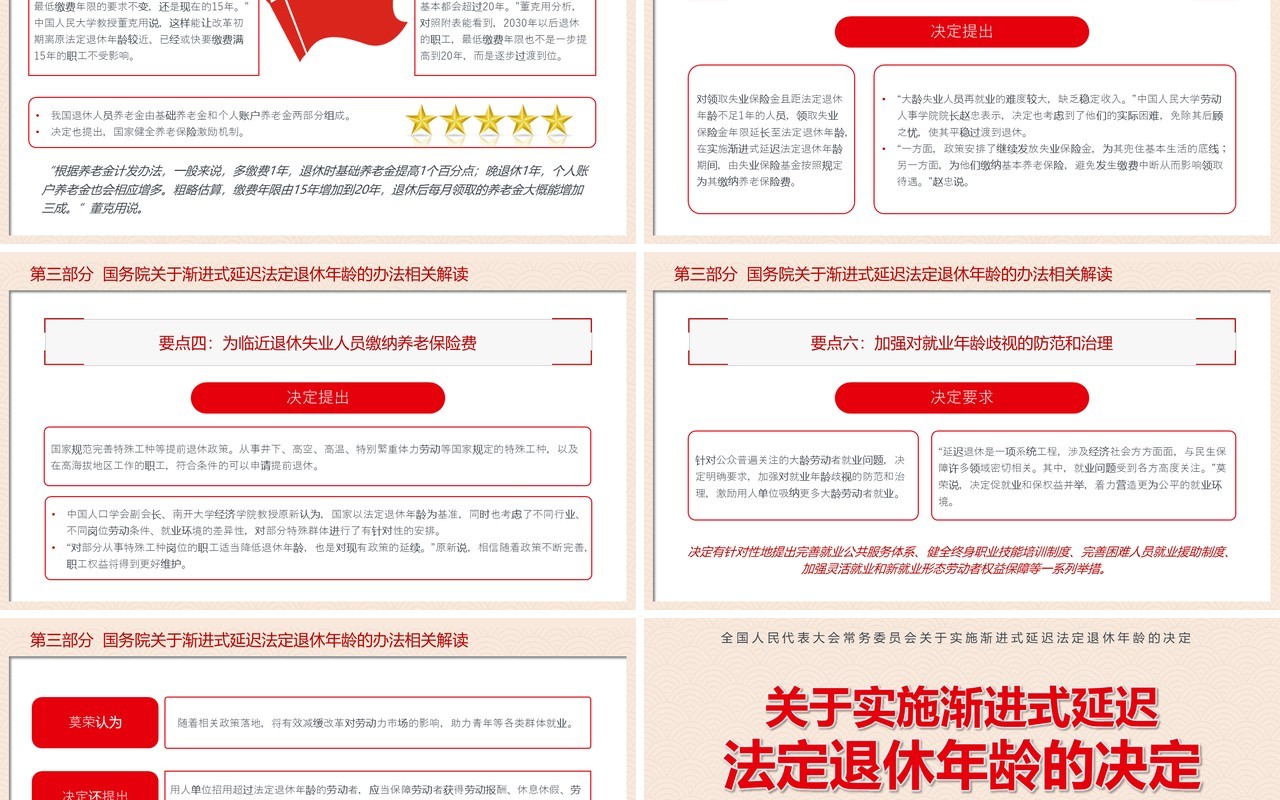 红色党政风延迟法定退休年龄的决定PPT模板
