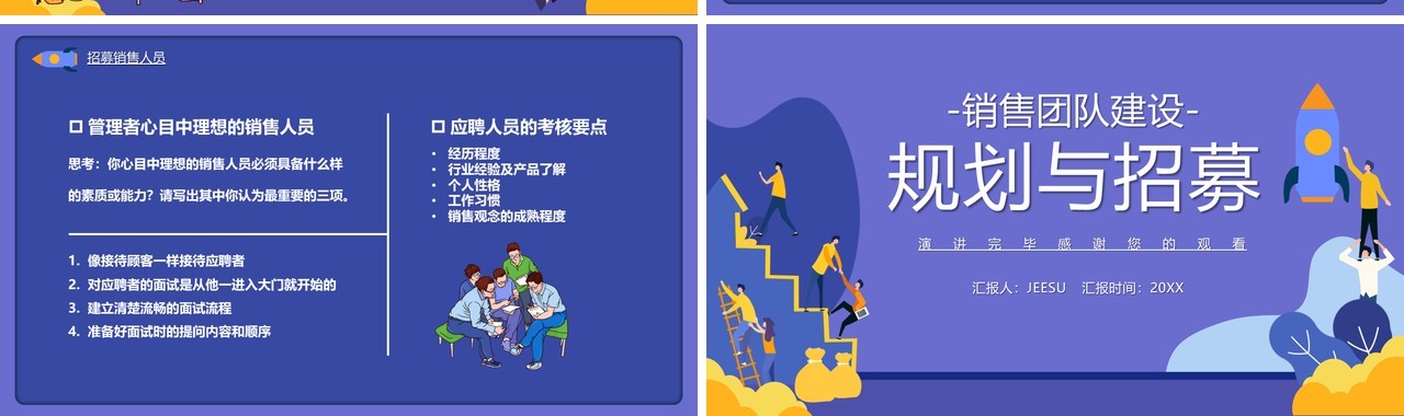 紫色扁平非风销售团队建设规划与招募公司部门工作报告通用PPT模板