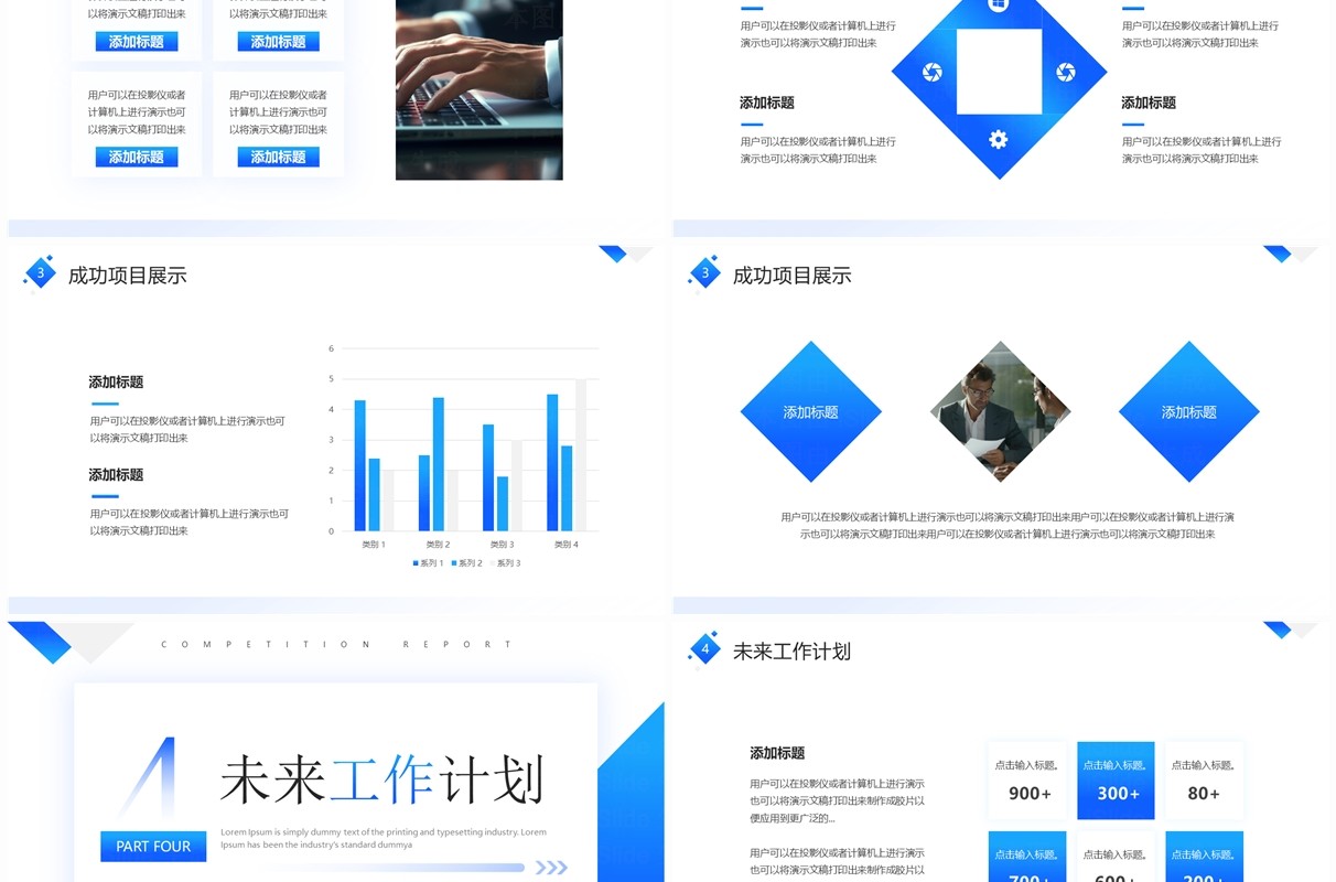蓝色商务风项目工作汇报PPT模板