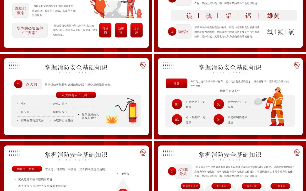 红色卡通风公共消防知识培训PPT模板