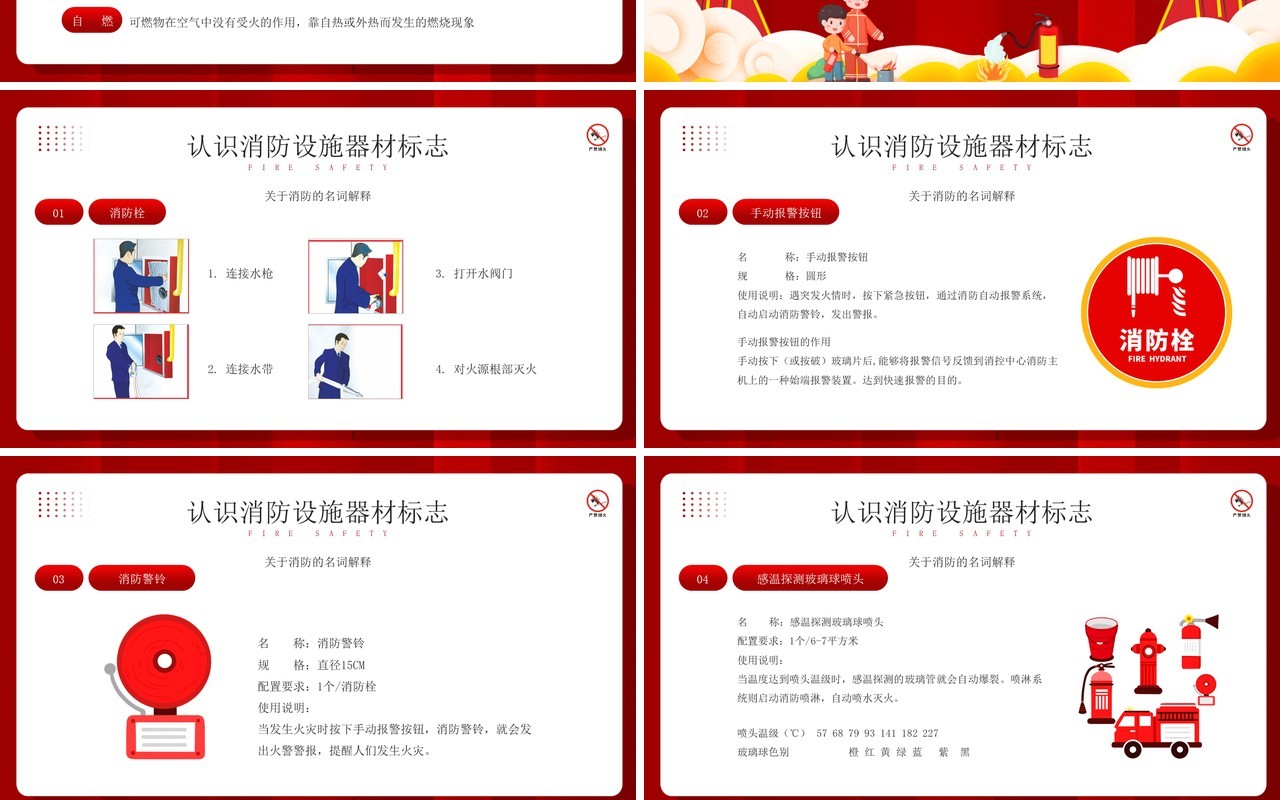 红色卡通风公共消防知识培训PPT模板