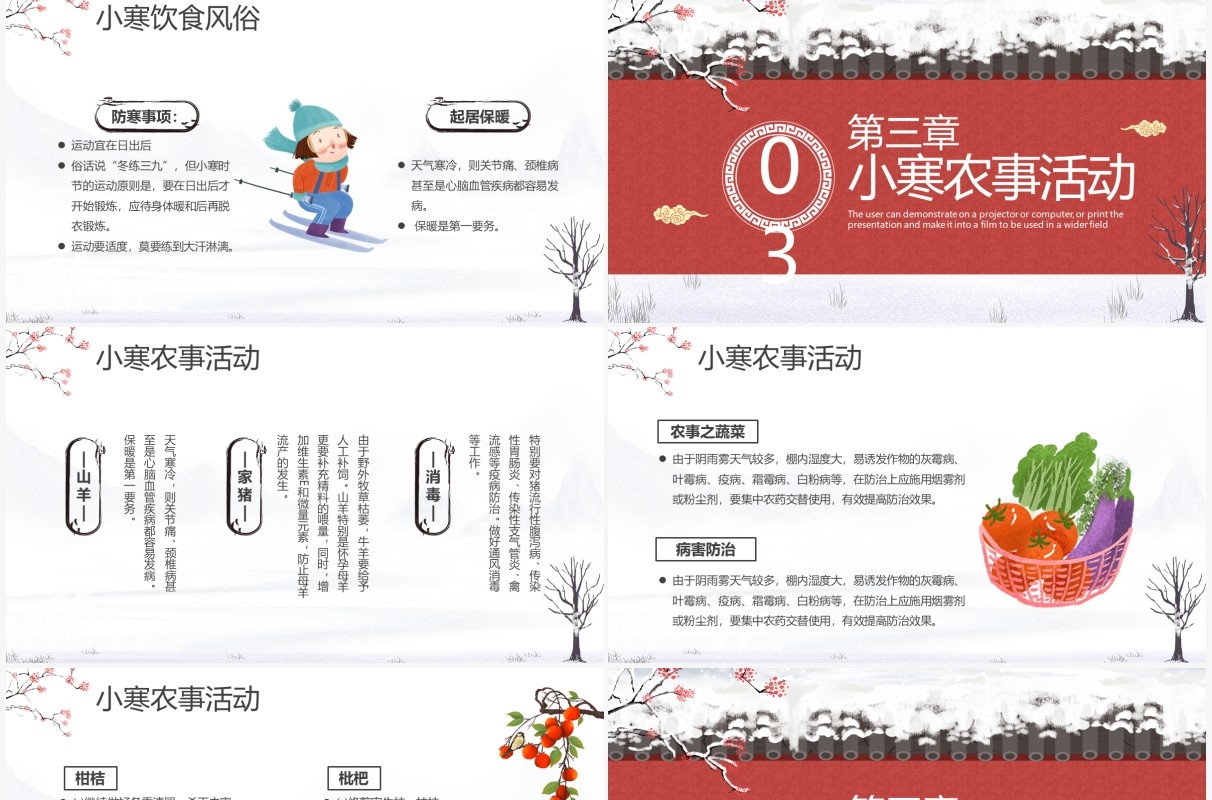 中国风传统二十四节气之小寒介绍PPT模板