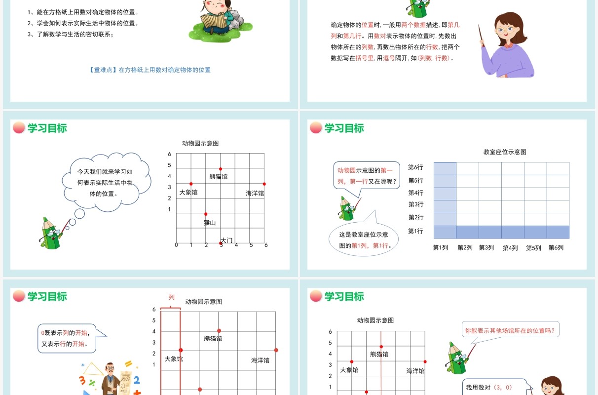 部编版五年级数学上册位置课件PPT模板