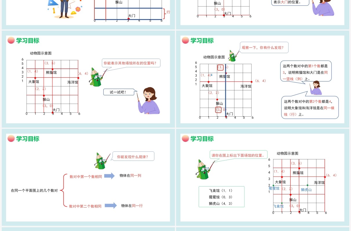 部编版五年级数学上册位置课件PPT模板