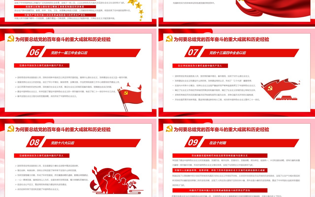 全面学习解读十九届六中全会PPT动态模板