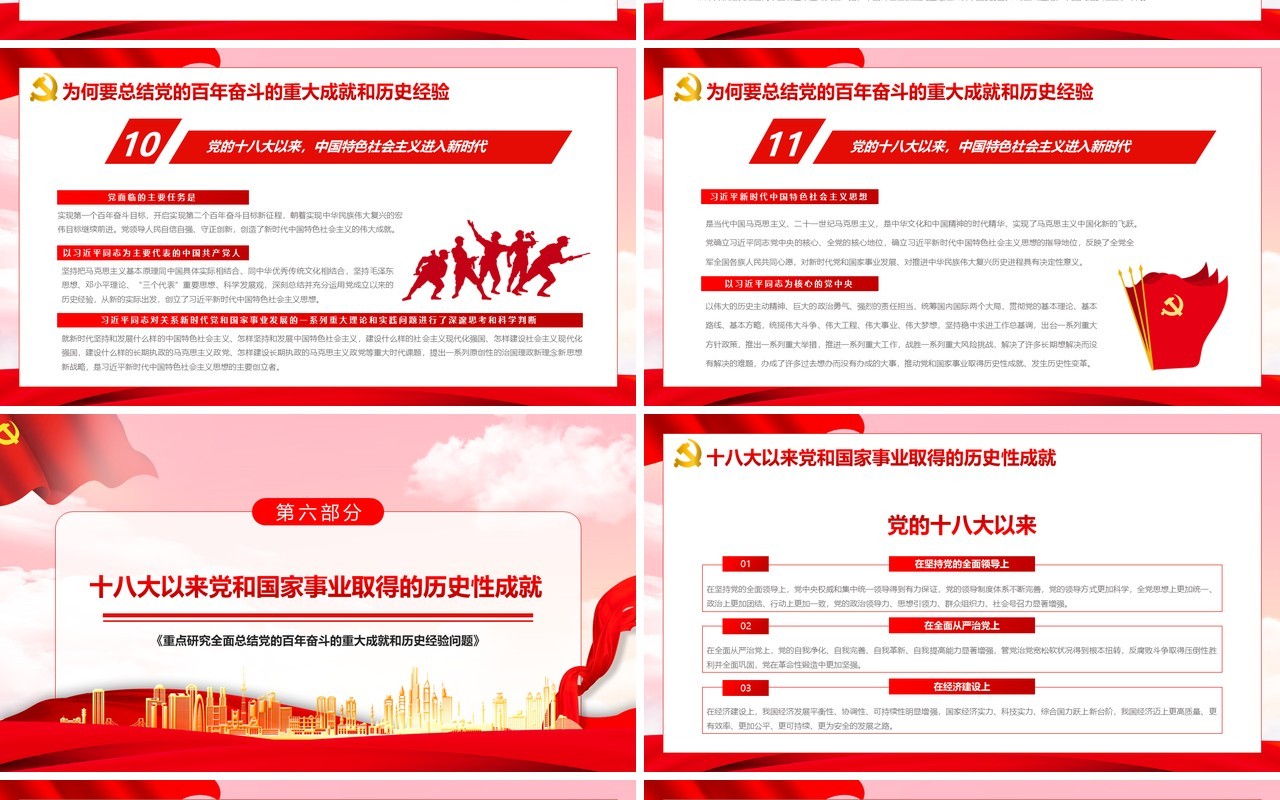 全面学习解读十九届六中全会PPT动态模板