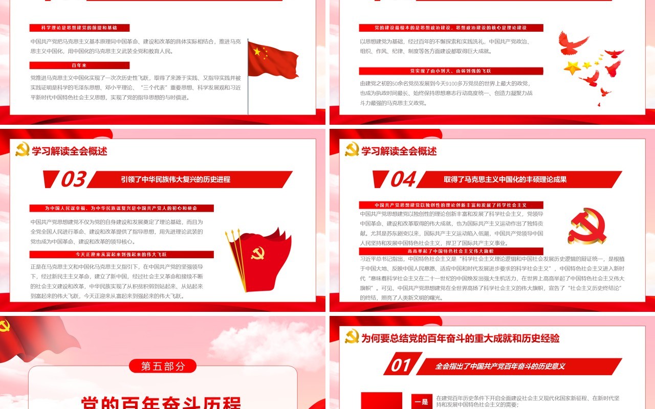 全面学习解读十九届六中全会PPT动态模板