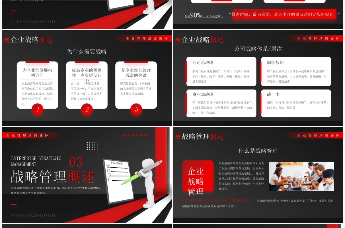 红黑色商务风企业战略管理培训PPT模板
