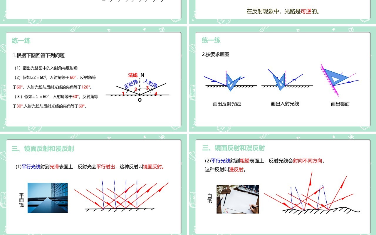 部编版五年级科学上册光的反射PPT模板