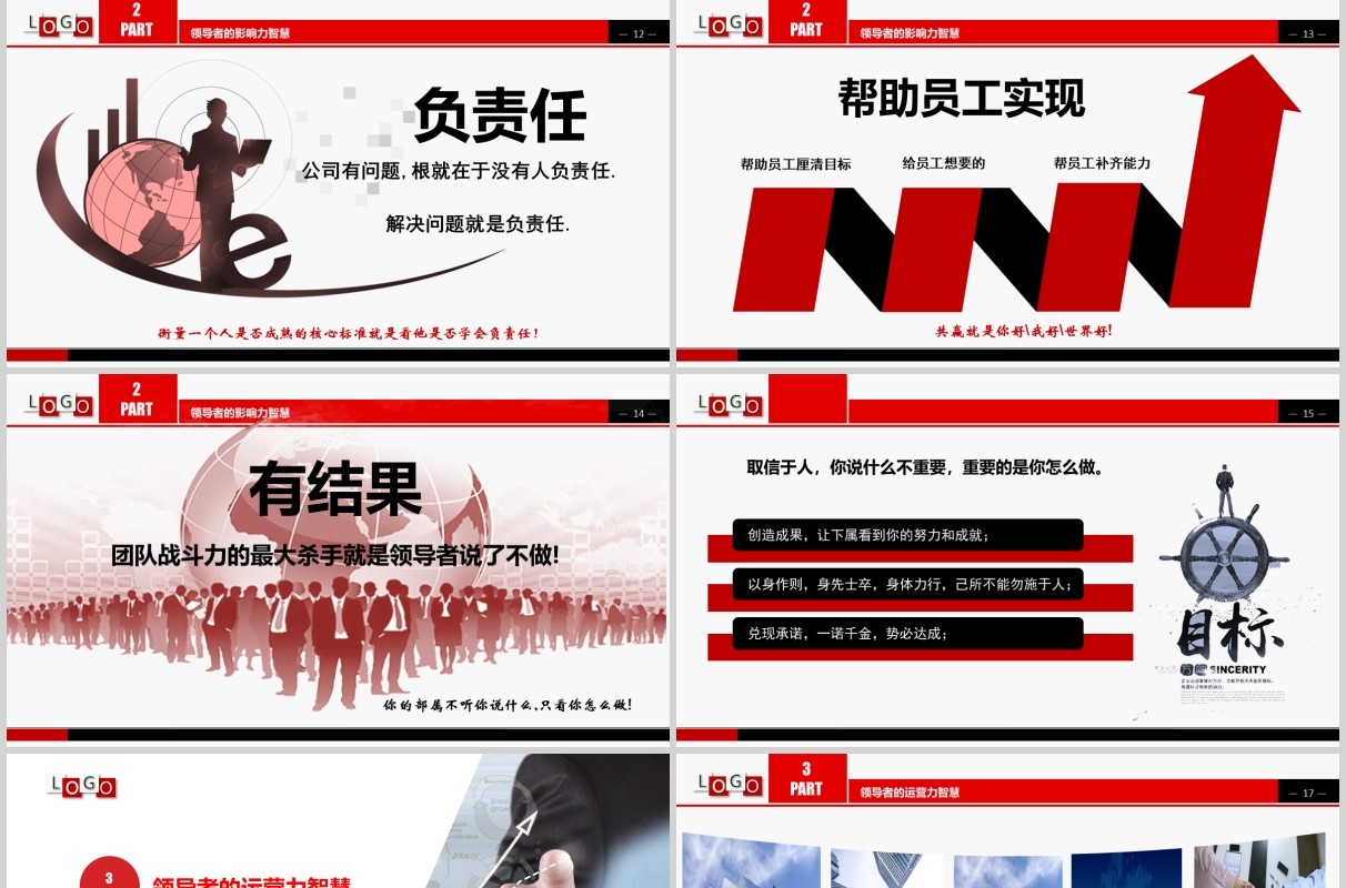 简约商务风企业管理培训360度领导力课件PPT动态模板