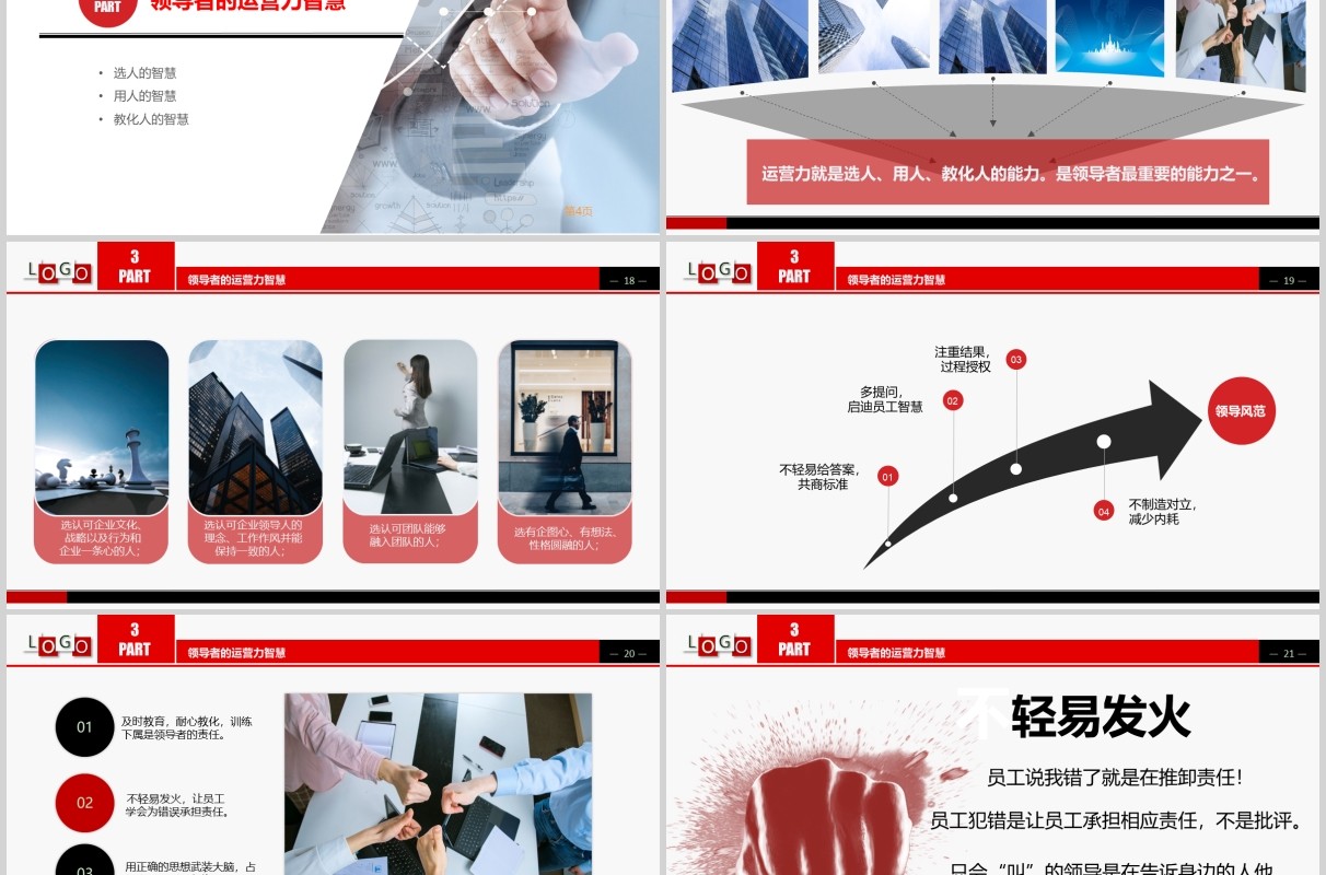 简约商务风企业管理培训360度领导力课件PPT动态模板