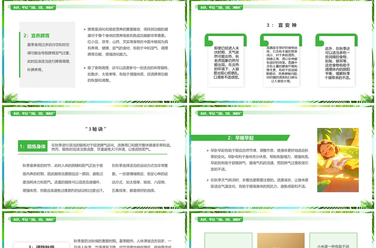 绿色清新风末伏养生知识PPT模板