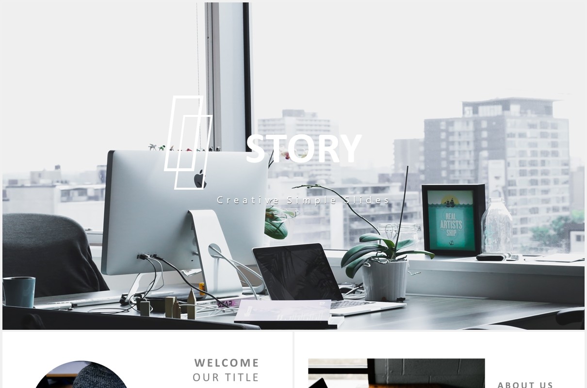 绿色简约工作计划述职报告PPT模板story powerpoint template
