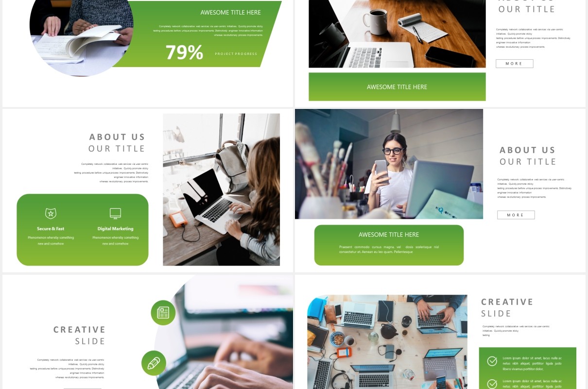 绿色简约工作计划述职报告PPT模板story powerpoint template