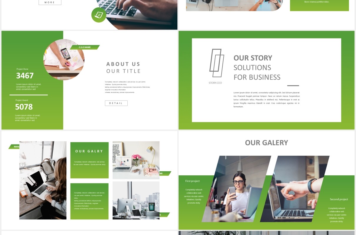 绿色简约工作计划述职报告PPT模板story powerpoint template