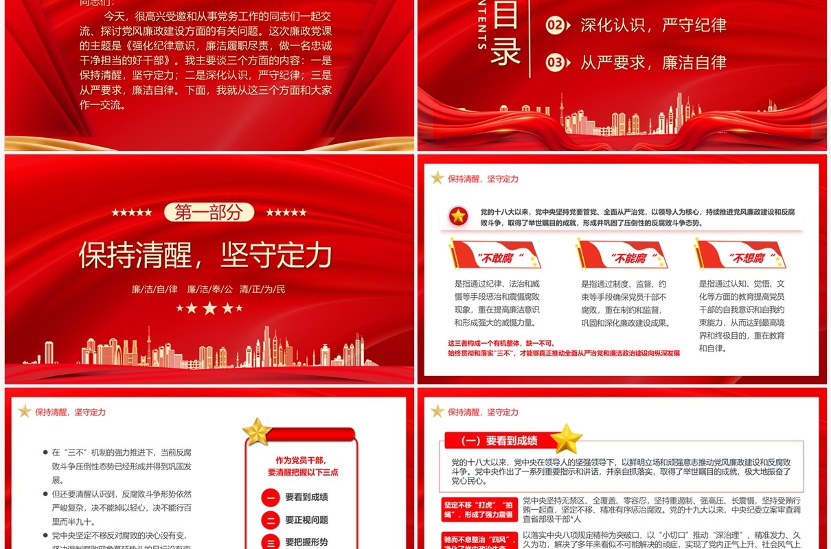 强化纪律意识廉洁履职尽责PPT模板