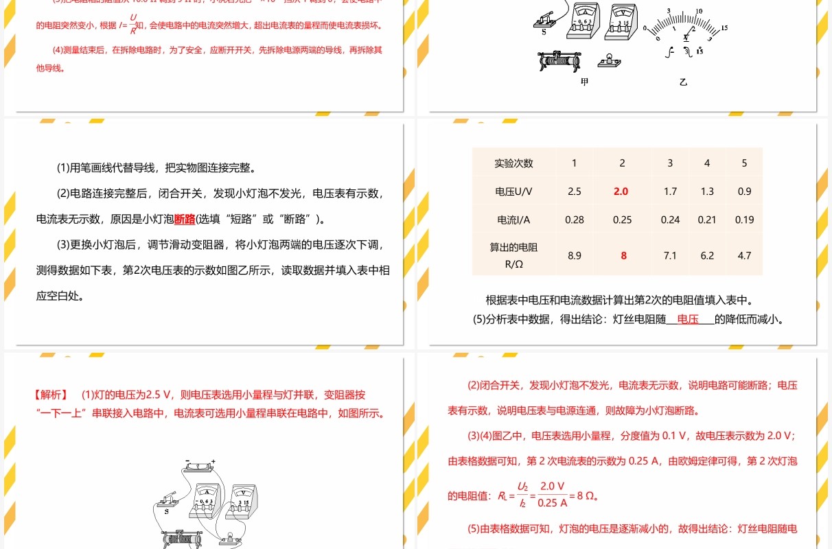 部编版九年级物理全册电阻的测量课件PPT模板