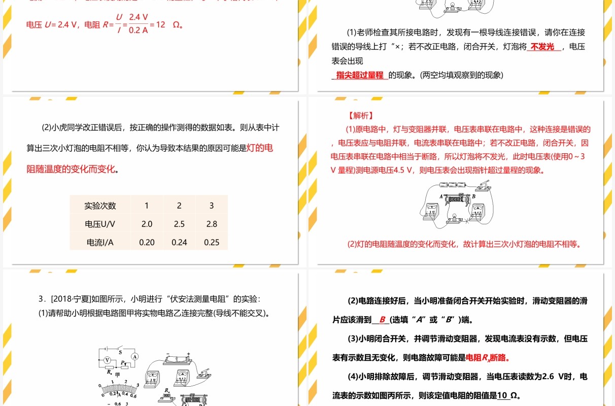 部编版九年级物理全册电阻的测量课件PPT模板