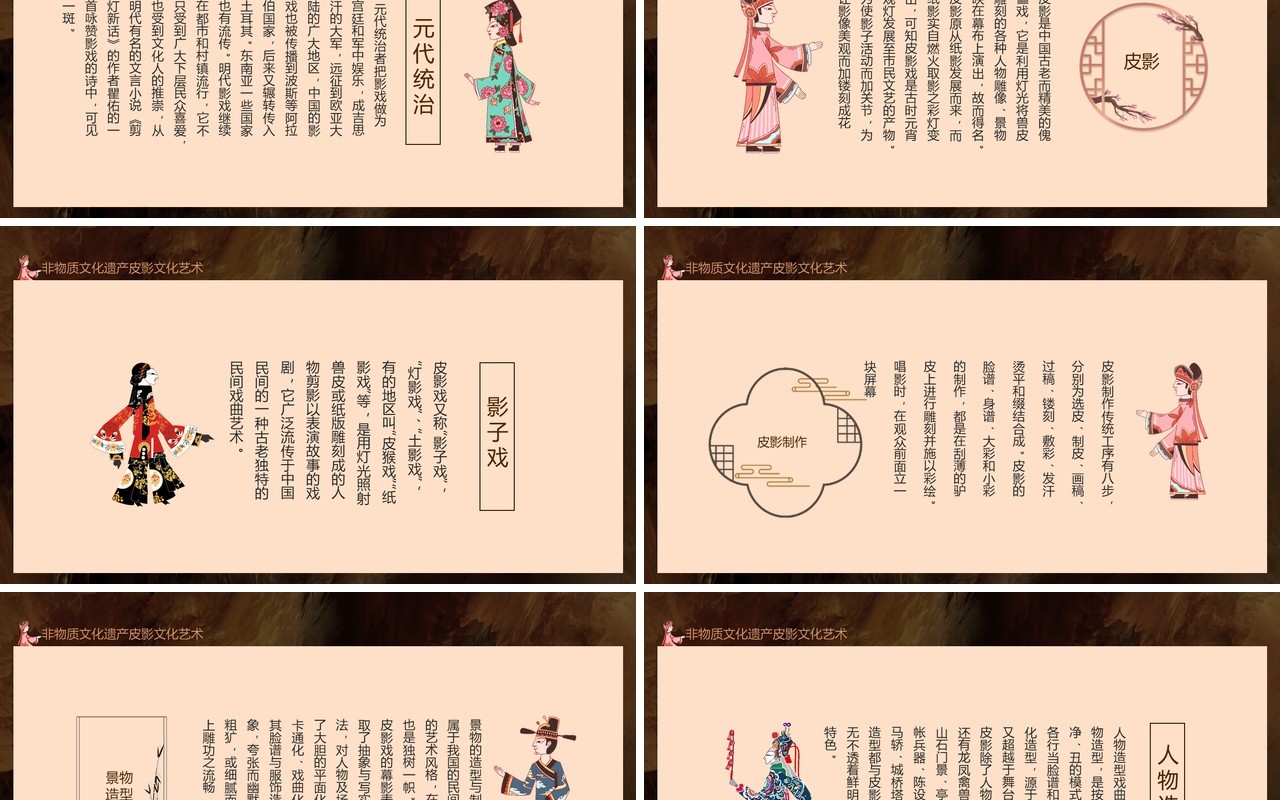 非物质文化遗产皮影艺术表演动态PPT模板