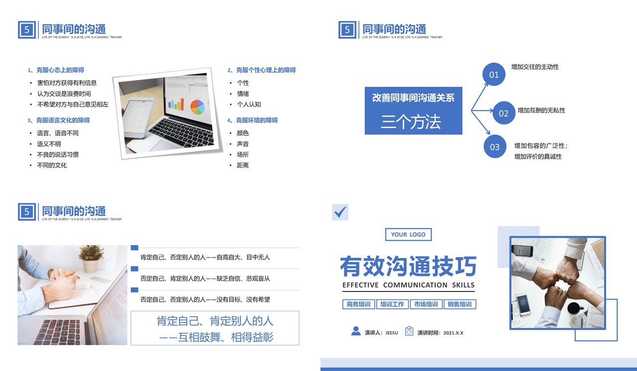 简约商务风企业管理员工有效沟技巧教育培训PPT模板