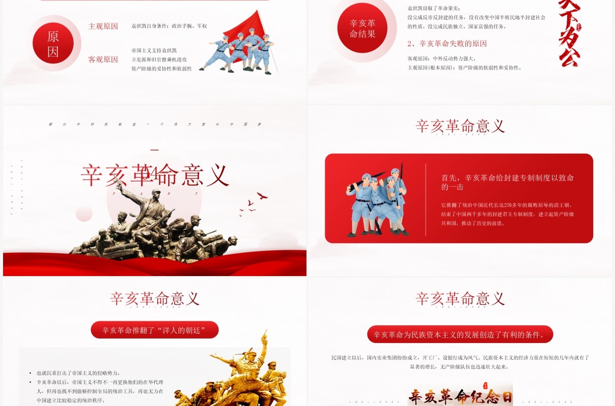红色简约风辛亥革命纪念日介绍PPT模板