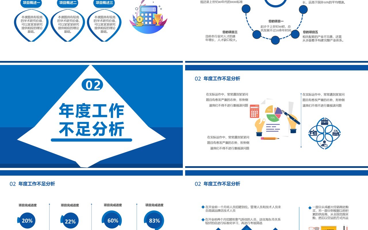 2021蓝色财务部年终工作总结新年计划报告通用PPT模板