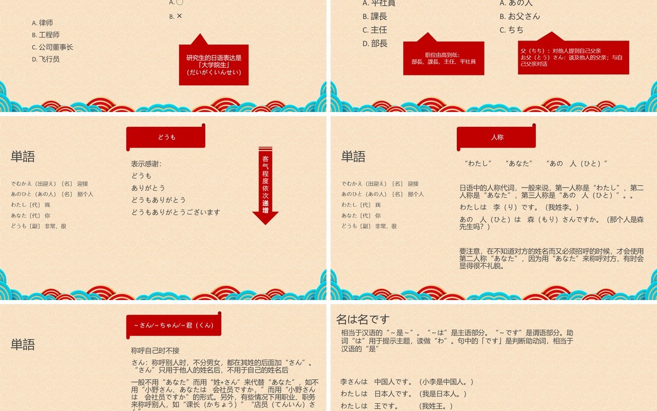 日语教学基础日语PPT模板