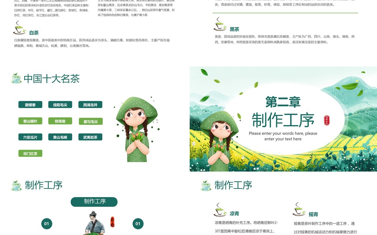 绿色清新风茶文化知识讲解PPT模板