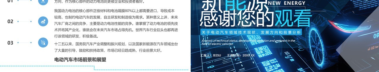 蓝色科技风新能源电动汽车宣传PPT模板