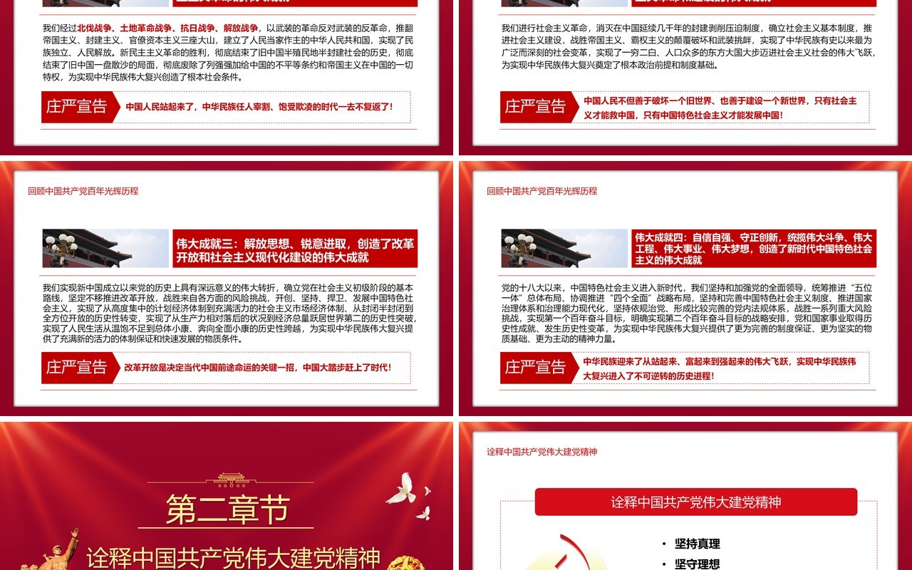红色党政风庆祝中国共产党成立一百周年大会的总要讲话PPT模板