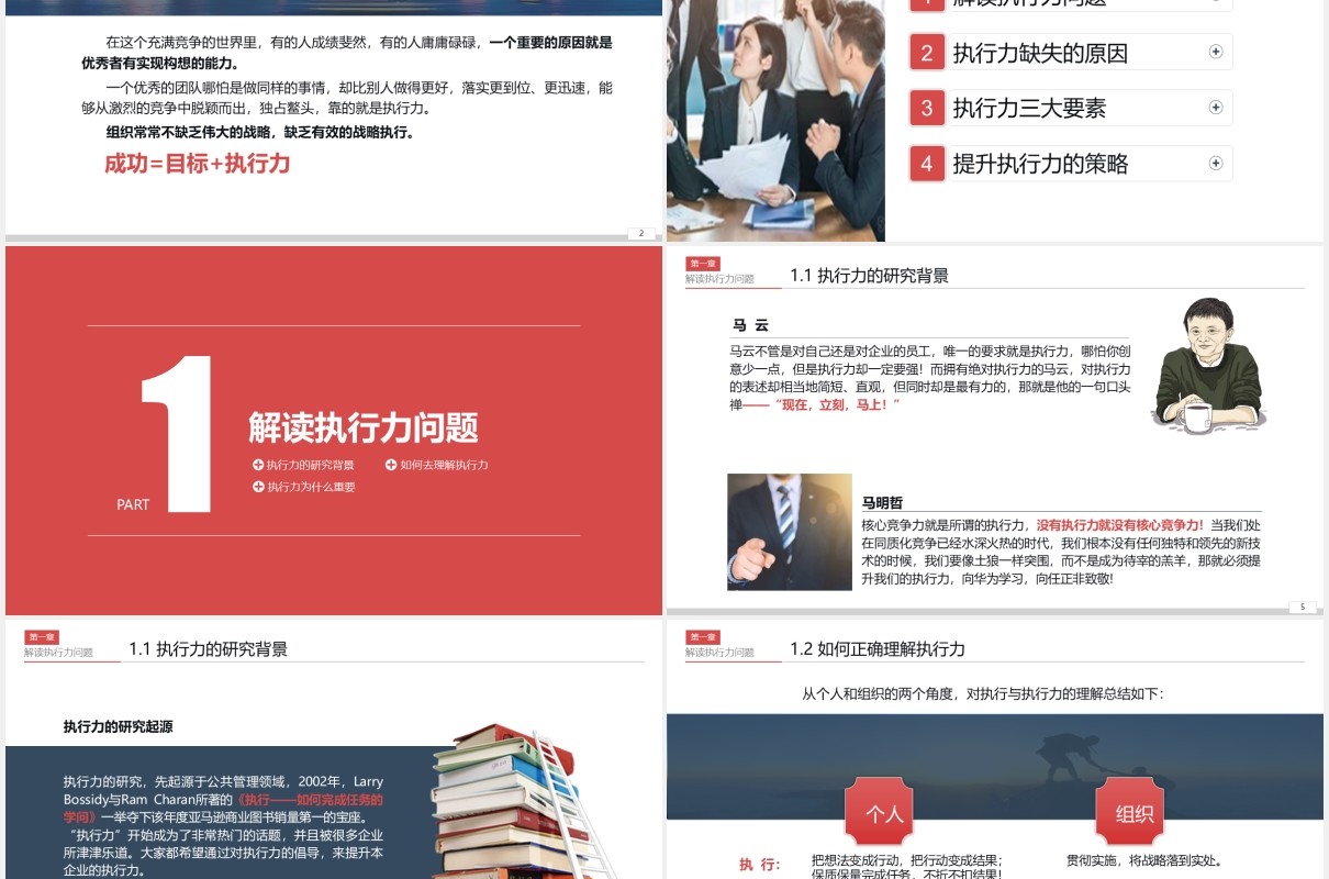 大气企业员工管理培训打造卓越执行力团队精神企业文化PPT模板