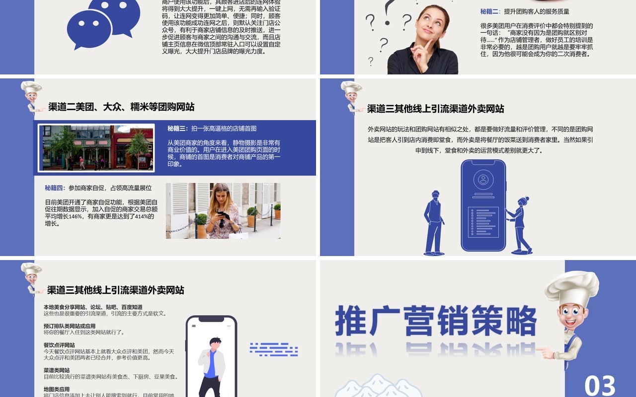 简约餐饮行业线上推广营销策略PPT模板