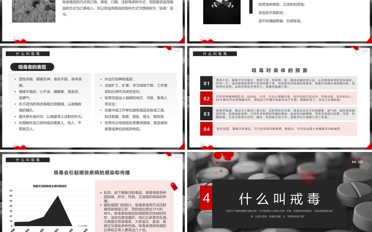 黑红简约风全民禁毒宣传月PPT模板