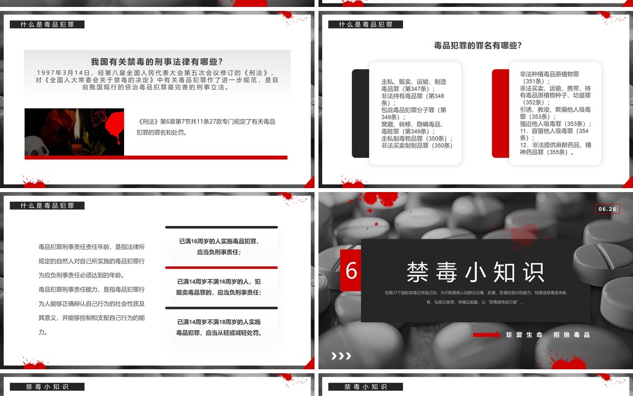 黑红简约风全民禁毒宣传月PPT模板