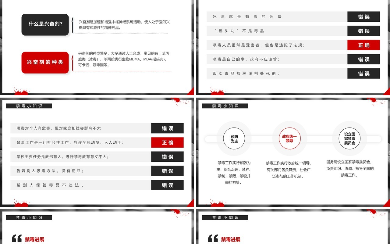 黑红简约风全民禁毒宣传月PPT模板