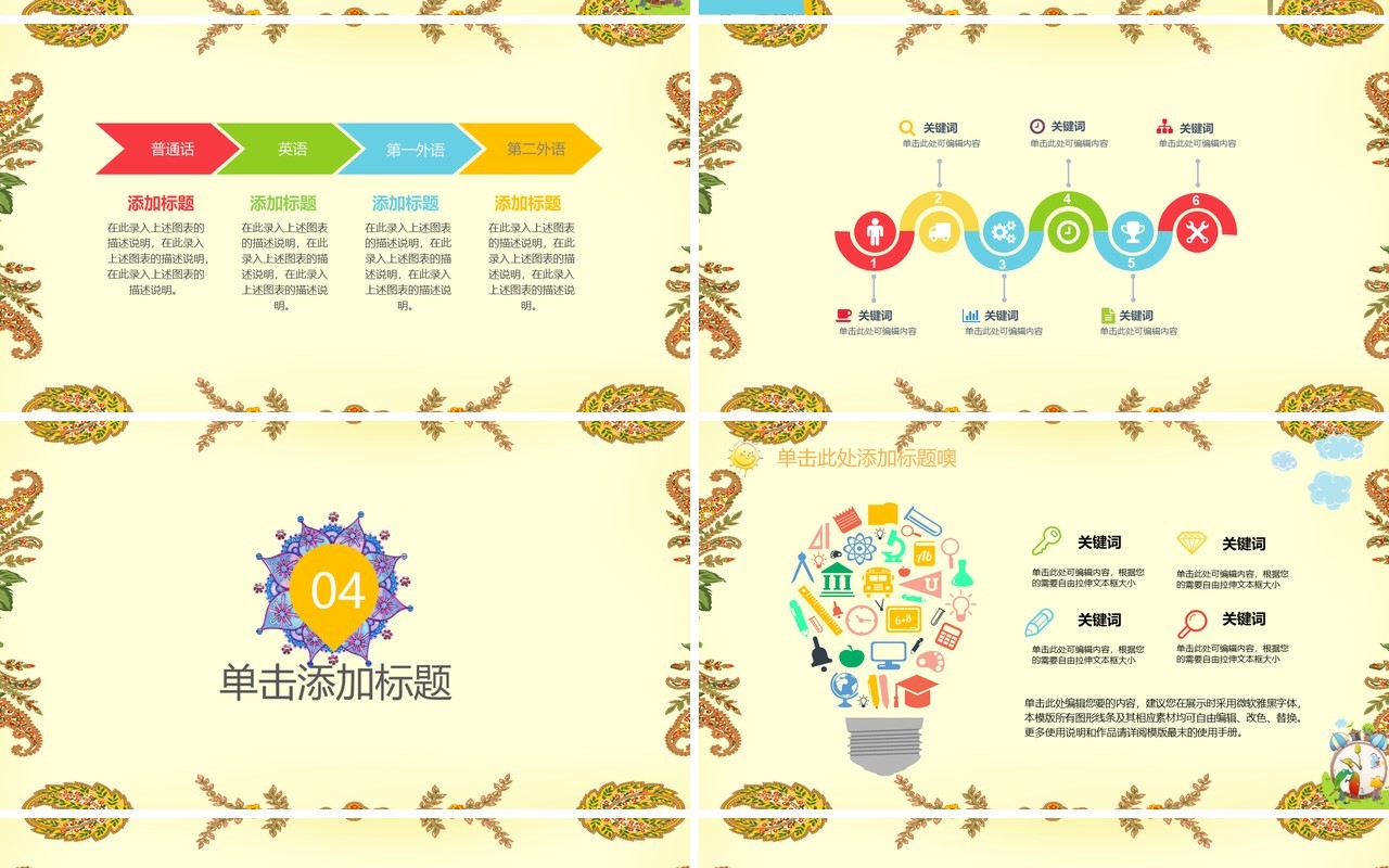 复古民族风PPT模板23