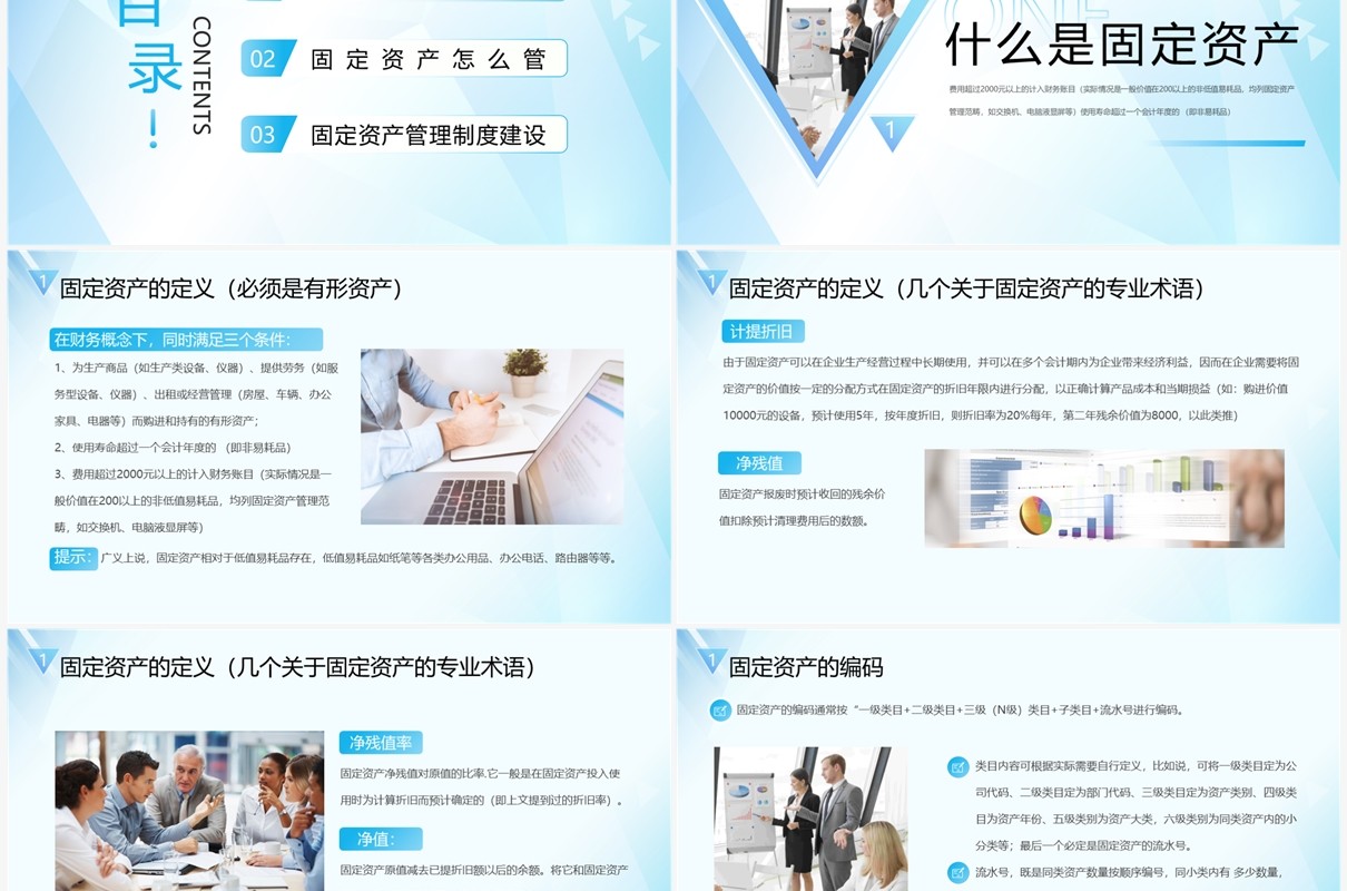 蓝色商务风企业固定资产管理培训PPT模板