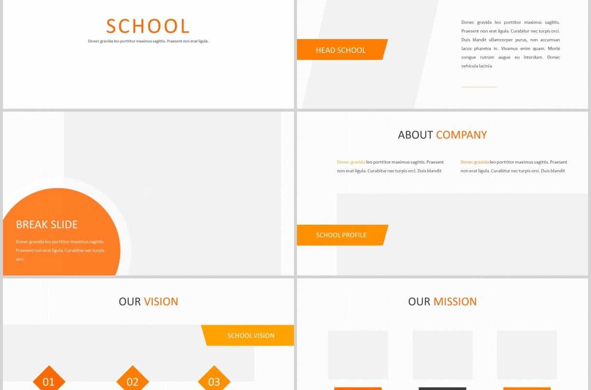 橙色简约学校教育宣传PPT图片排版模板School - Powerpoint Template