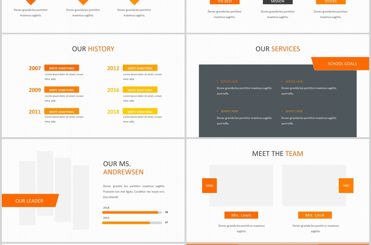 橙色简约学校教育宣传PPT图片排版模板School - Powerpoint Template