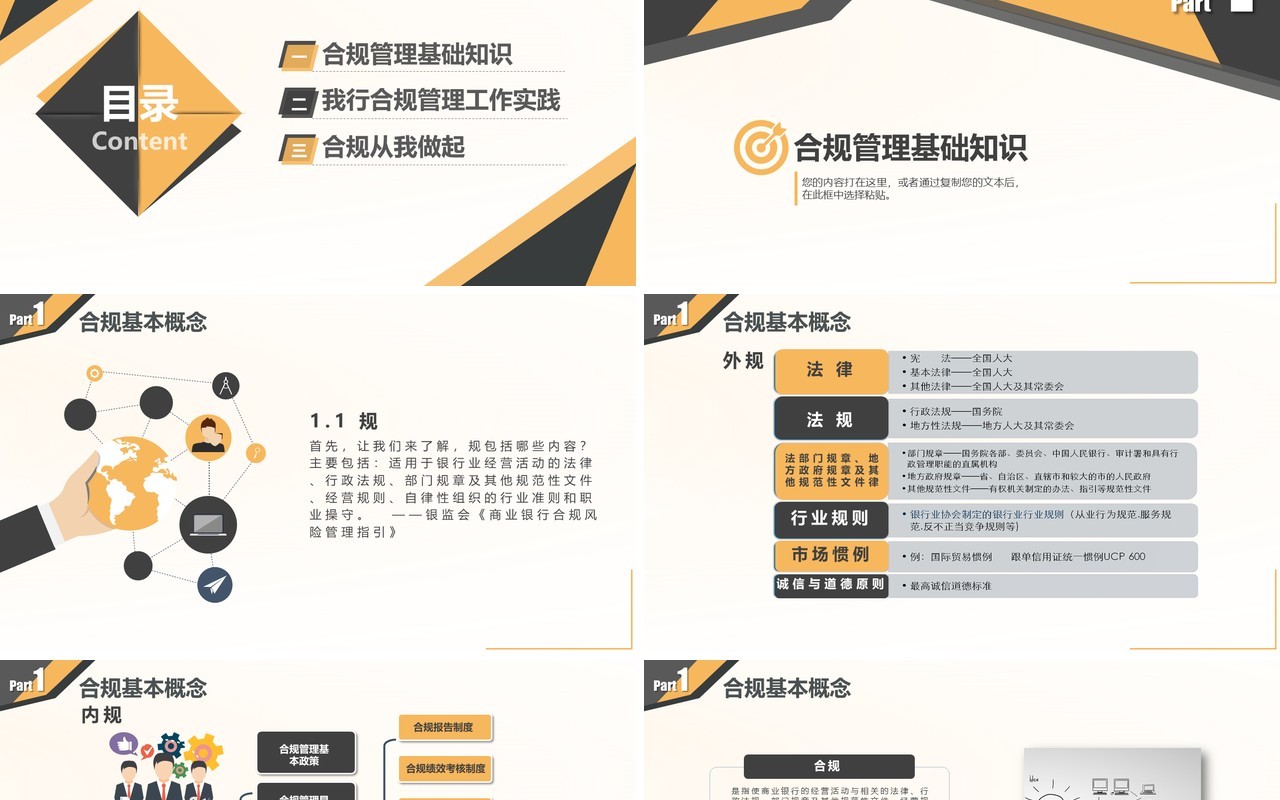 商务风格银行员工内控合规管理知识培训PPT模板