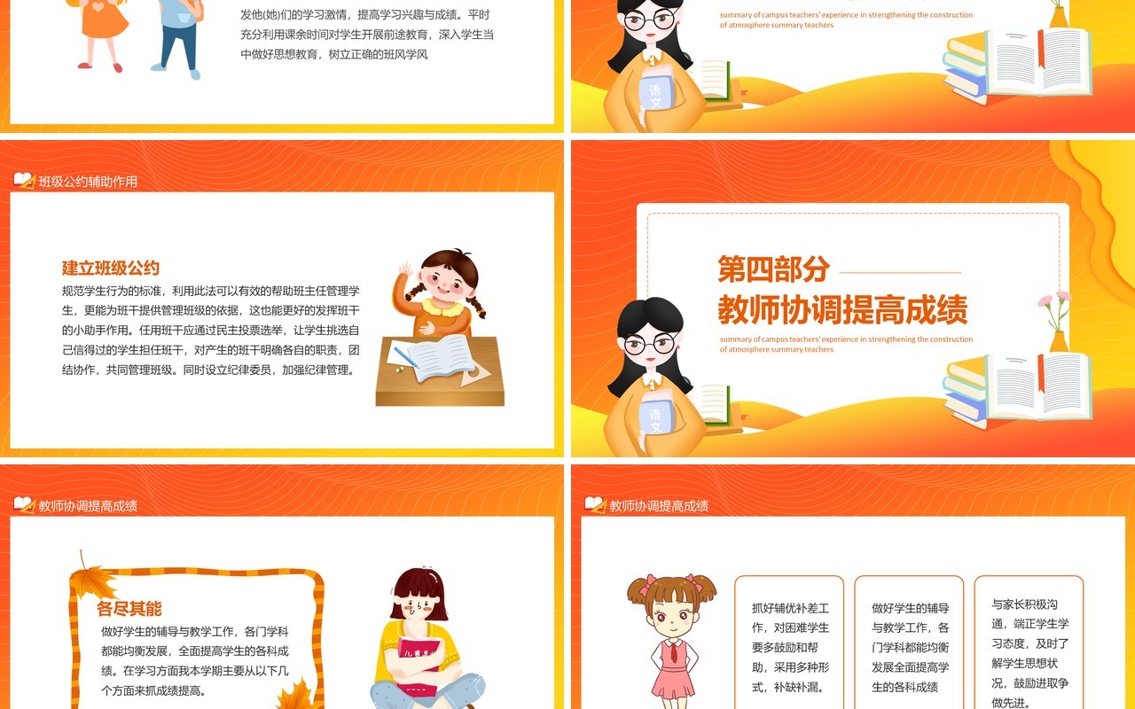 校园教师加强班风建设心得体会总结动态PPT模板